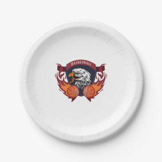 Eagle Flame Basketball Wappen Pappteller