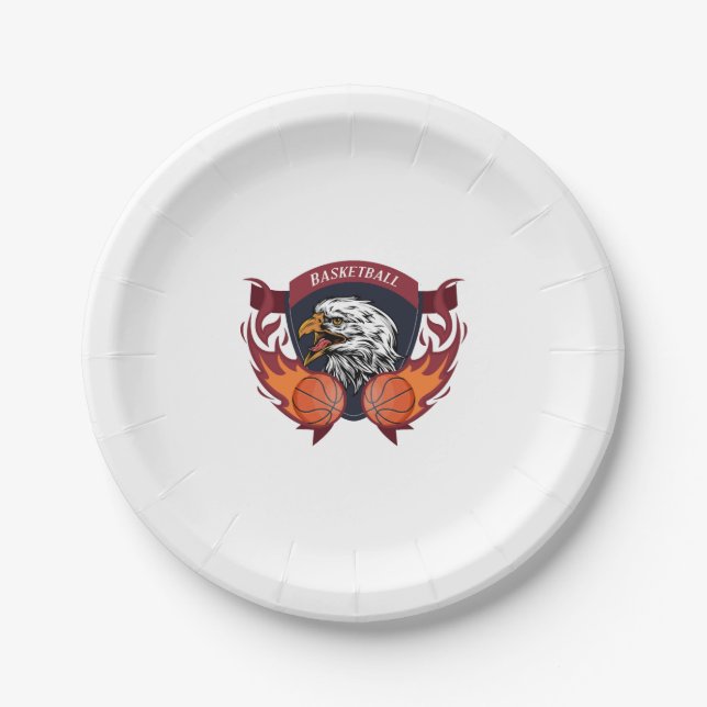 Eagle Flame Basketball Wappen Pappteller (Vorderseite)
