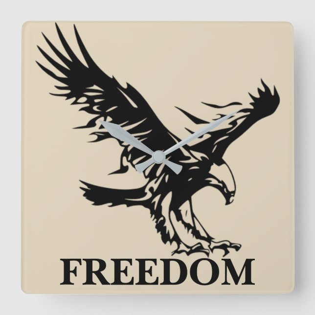 Eagle-Freedom-Symbol. Personalized Wall Clock Quadratische Wanduhr (Vorderseite)