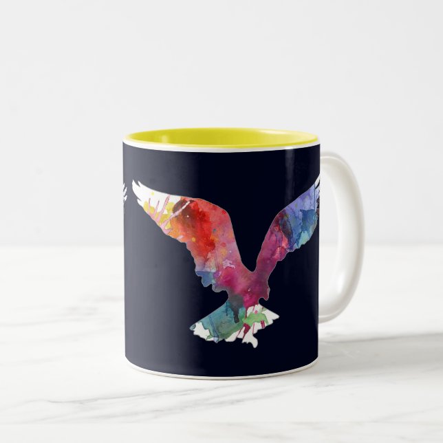 Eagle-Geist-Tier-Vogel. Totem. Aquarell-Kunst Zweifarbige Tasse (VorderseiteRechts)