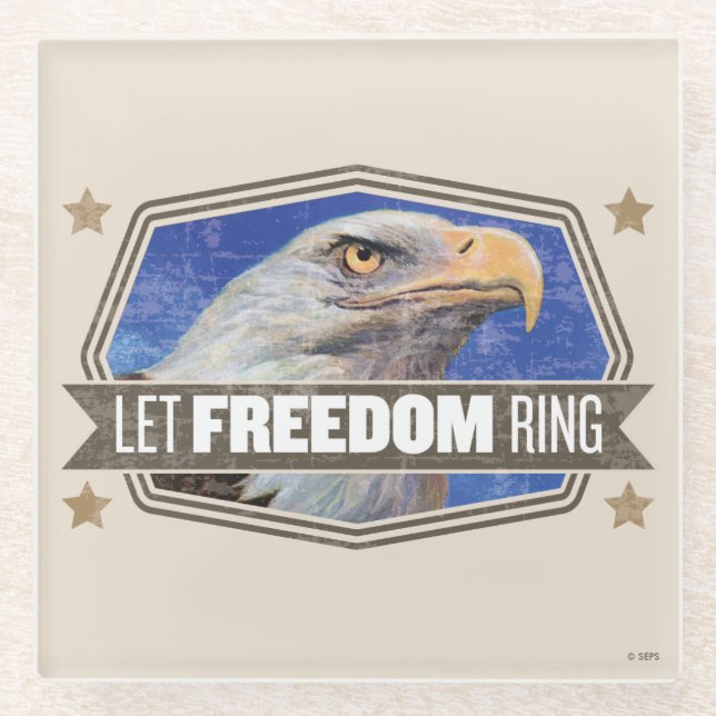 Eagle-Gelassener Freiheits-Ring Glasuntersetzer (Vorderseite)
