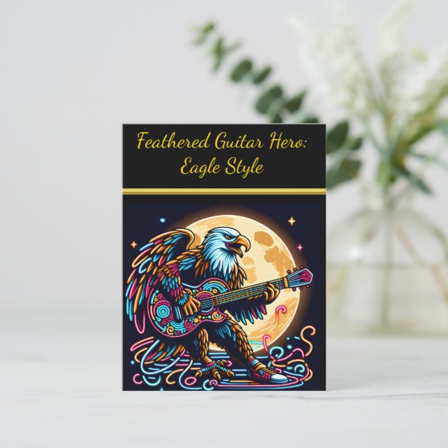 Eagle Gitarrist unter Mondlicht Postkarte (Stehend Vorderseite)