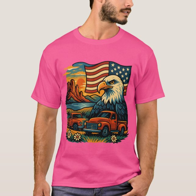Eagle Glory Vintages T-Shirt - Patriotische amerik (Vorderseite)