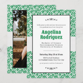 Eagle Green Floral Damask Foto Abschluss Einladung