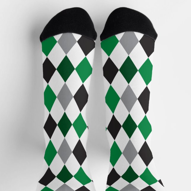 Eagle Green und Black Raute Pattern Socks Socken (Oben)