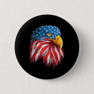 Eagle Head American Flag Patriotic 4. Juli Button