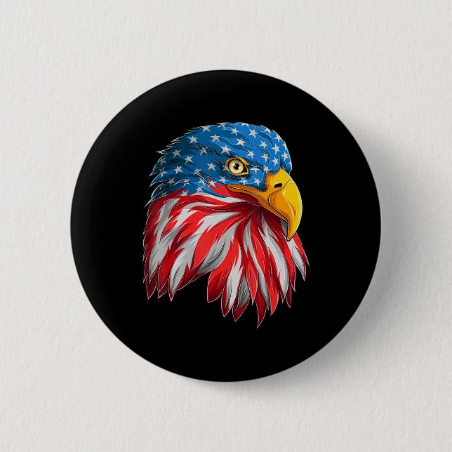 Eagle Head American Flag Patriotic 4. Juli Button (Vorderseite)