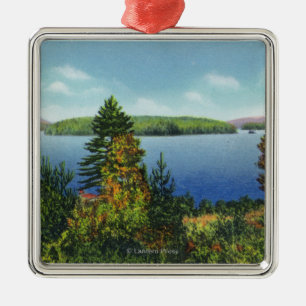 Eagle-Insel und niedrigere Saranac See-Ansicht Silbernes Ornament