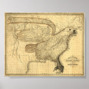 Eagle-Karte der Vereinigten Staaten Poster