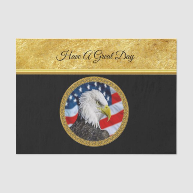 Eagle-Kopf und eine Flaggegoldfolie entwerfen Seidenpapier (Vorderseite)