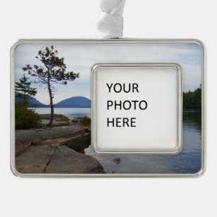 Eagle Lake im Acadia National Park Rahmen-Ornament Silber