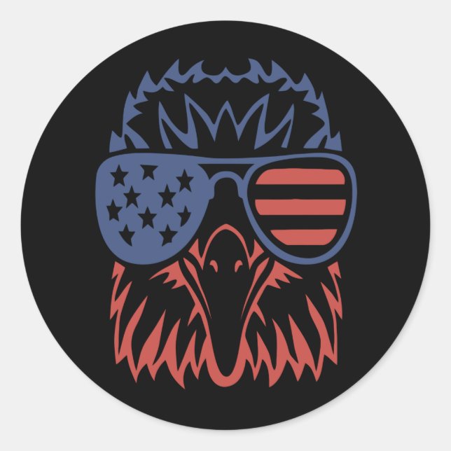 Eagle Lover Gift| Adler American Flag Independence Runder Aufkleber (Vorderseite)