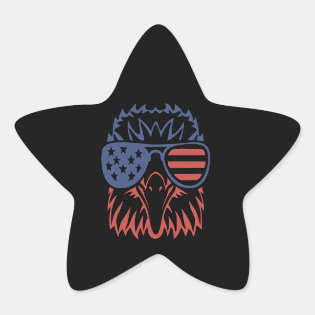 Eagle Lover Gift| Adler American Flag Independence Stern-Aufkleber (Vorderseite)