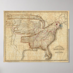 Eagle Map der Vereinigten Staaten Poster