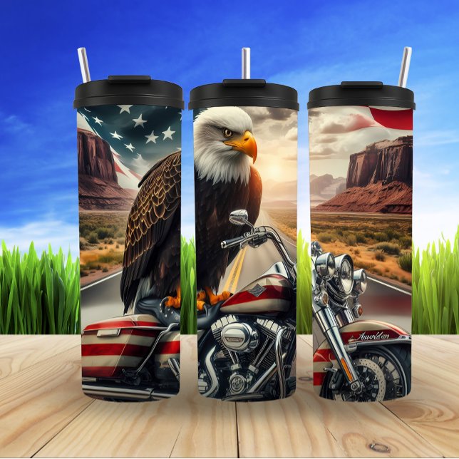 Eagle Motorcycle American Freedene Scene Thermosbecher (Von Creator hochgeladen)