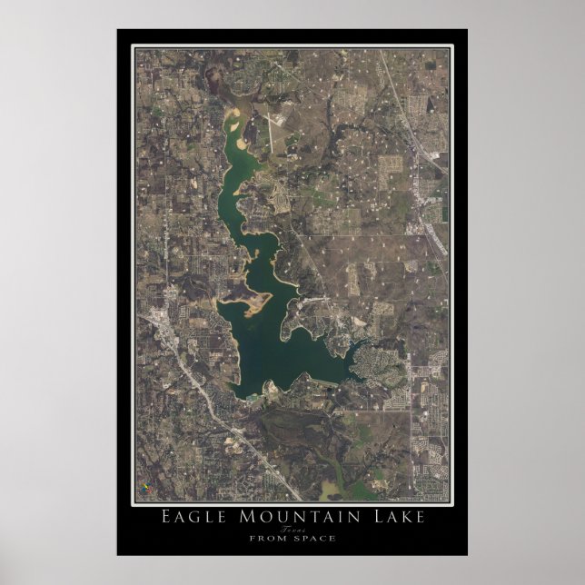Eagle Mountain Lake Texas Satellite Poster Karte (Vorne)