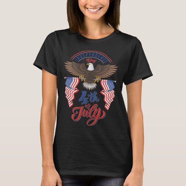 Eagle Mulle  4th of July American Flag USA T-Shirt (Vorderseite)