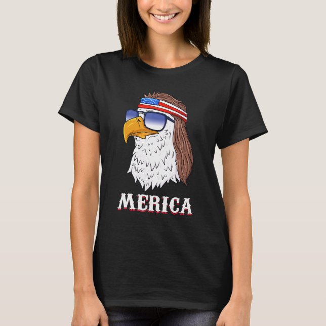 Eagle Mullet 4. Juli US-amerikanische Flagge Meric T-Shirt (Vorderseite)