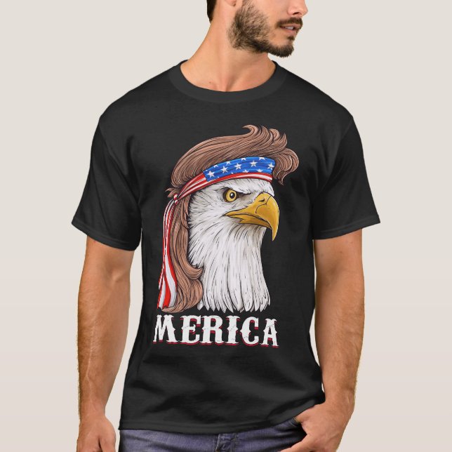 Eagle Mullet 4. Juli USA Fahne Merica T-Shirt (Vorderseite)