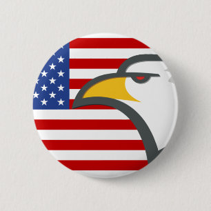 Eagle on American Flag Button