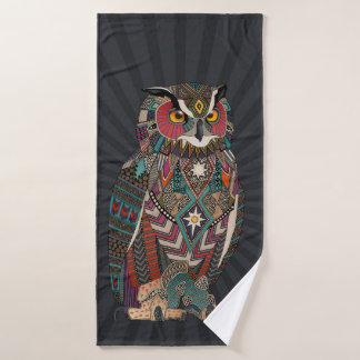 eagle owl dark badehandtuch