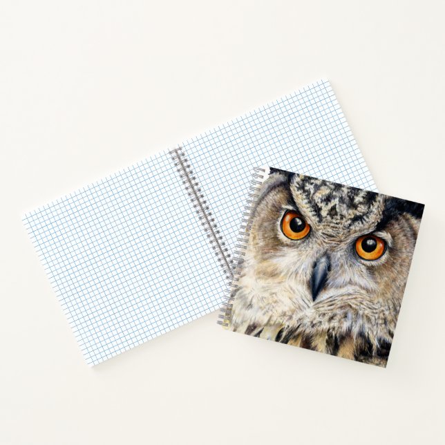 Eagle Owl hat ein schönes Kunstportrait Notizbuch (Innenseite)