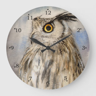 Eagle Owl Wildlife Art Große Wanduhr