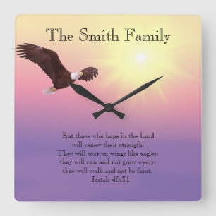 Eagle Pastel Sky Bright Sun Bible Verse Horloge