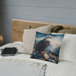 Eagle Perched on Rocky Terrain Kissen