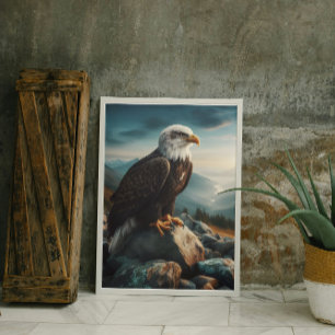 Eagle Perched on Rocky Terrain Leinwanddruck