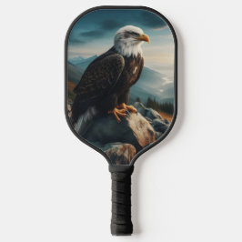Eagle Perched on Rocky Terrain Pickleball Schläger