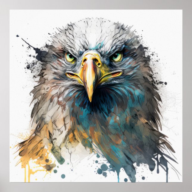 Eagle Portrait Tiermalerei Natur im Freien Poster (Vorne)