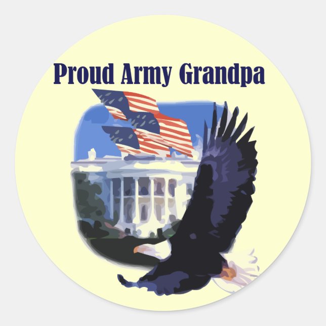 Eagle Proud Army Opa Tshirts und Geschenke Runder Aufkleber (Vorderseite)