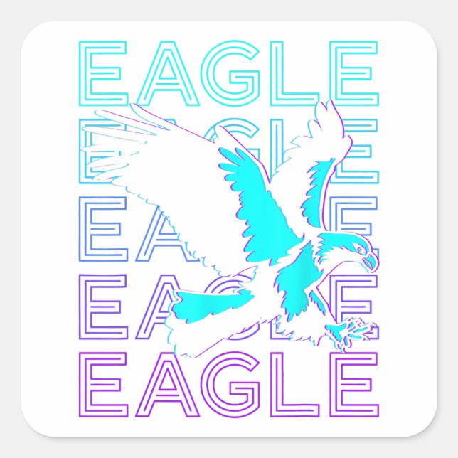 Eagle Retro Quadratischer Aufkleber (Vorderseite)