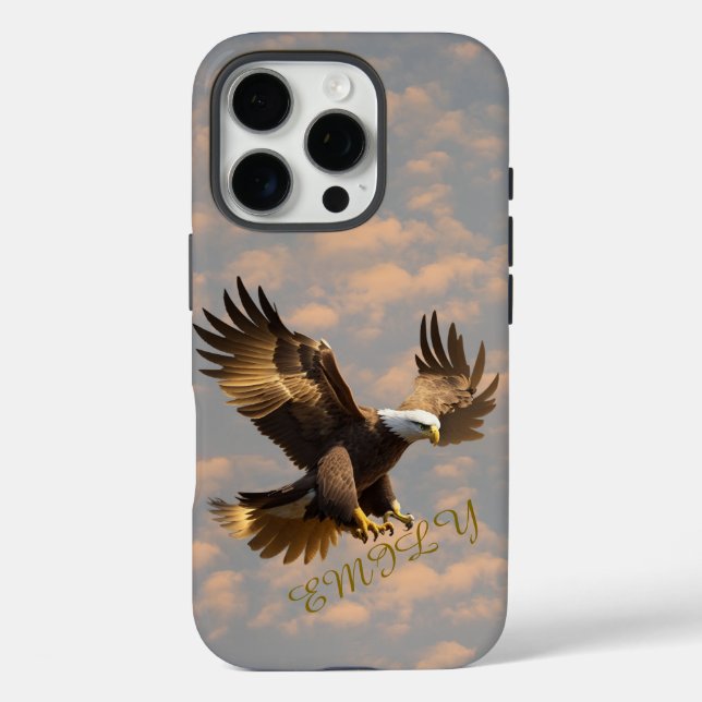 Eagle Sky Phone Case with Custom Name (Rückseite)