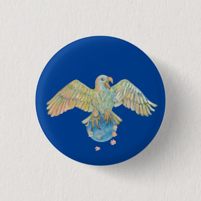Eagle trägt Earth Deep Blue Button (Vorderseite)