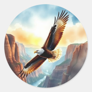 Eagle über Canyon Runder Aufkleber
