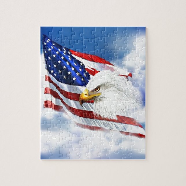 Eagle und amerikanische Flagge (Vertikal)