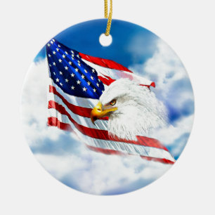 Eagle und amerikanische Flagge Keramikornament