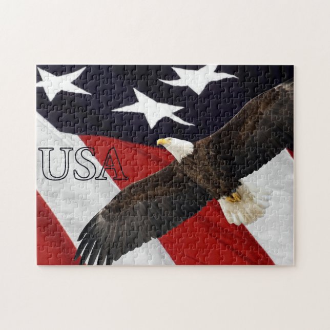 Eagle und die amerikanische Flagge USA (Horizontal)