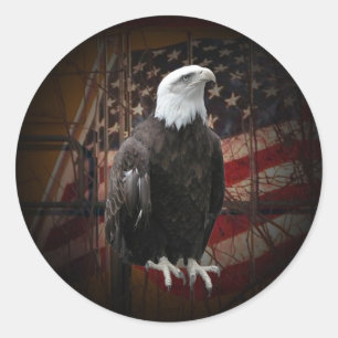 Eagle und Flagge beunruhigt ringsum Aufkleber