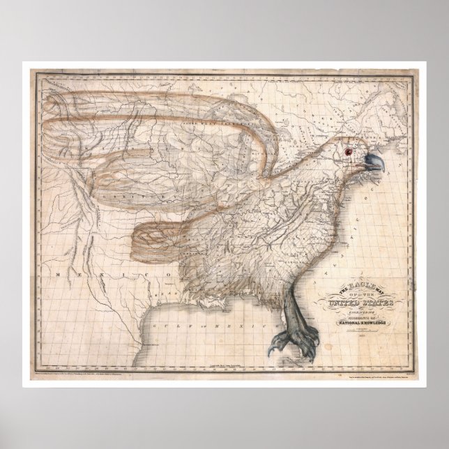 Eagle United Staaten Map 1832 Poster (Vorne)