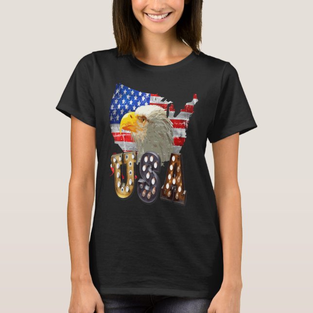 Eagle Usa Lightbulb 4. Juli Memorial Independe T-Shirt (Vorderseite)
