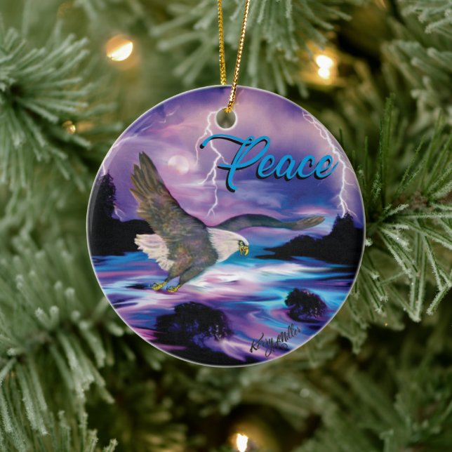 Eagle verbreitet Frieden Keramik Ornament (Baum)