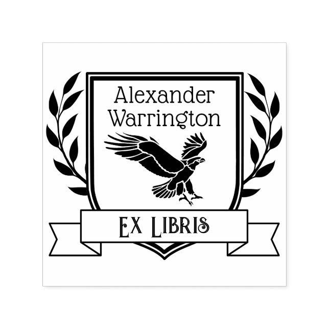Eagle Wappen Ribbon Ex Libris Bibliotheksname Permastempel (Design)