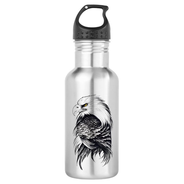 Eagle Wild Animal Nature Illustration Art Edelstahlflasche (Vorderseite)