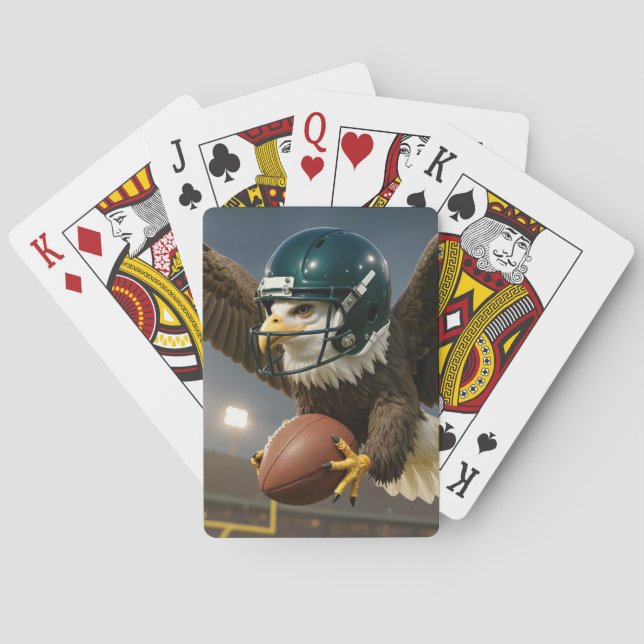 Eagle With a Football in a Sports Stadium Spielkarten (Rückseite)
