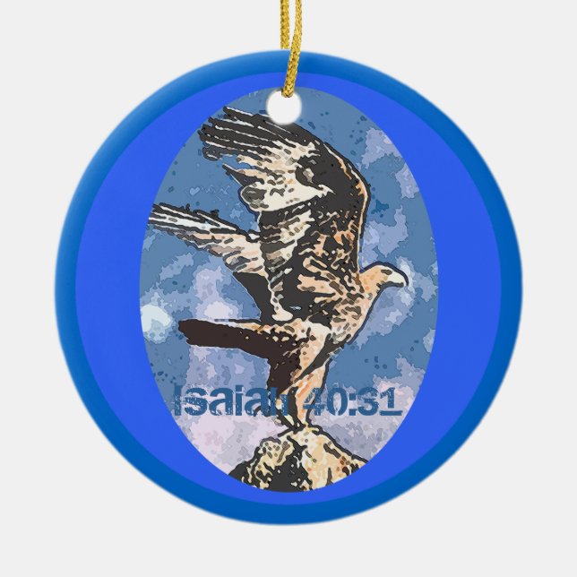 Eagles-Flügel - Jesaja-40:31 Keramikornament (Vorne)