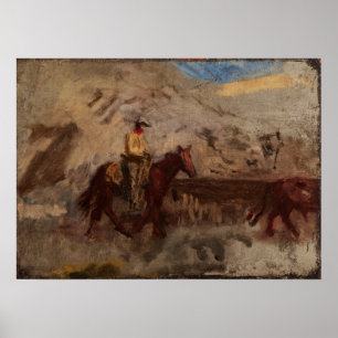 Eakins - Skizze eines Cowboys bei der Arbeit Poster