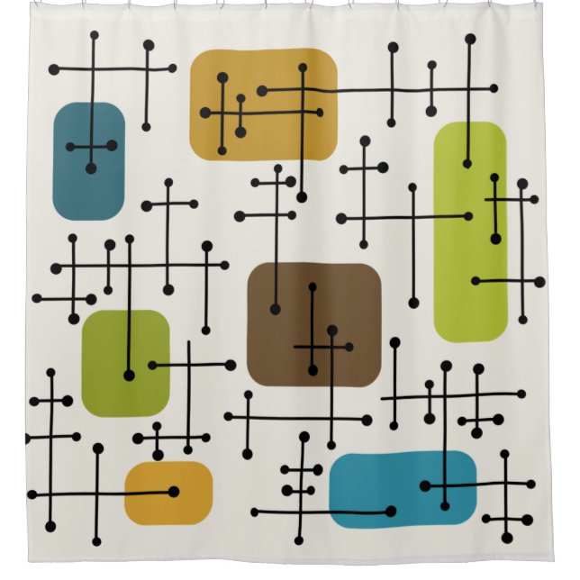 Eames Era Art Crosshairs aus den 50er Jahren Duschvorhang (Vorderseite)